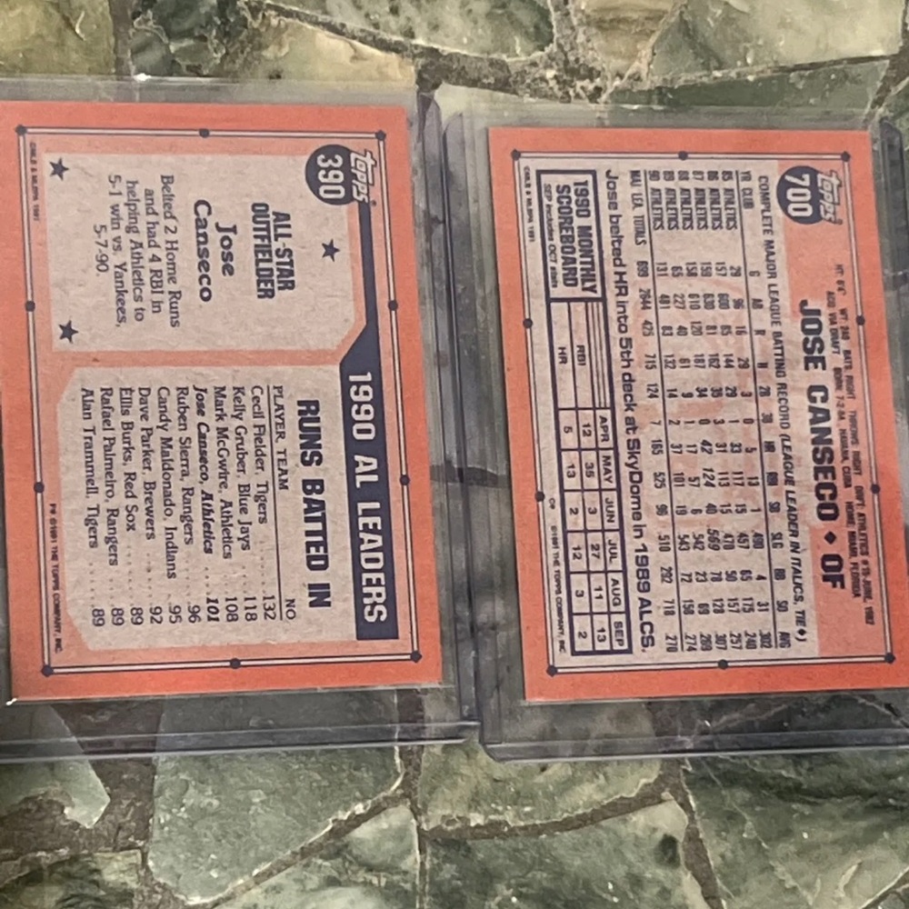 🔥2 JOSE CANSECO 1991 Topps 40 Years of Baseball Cards Oakland Athletics … - Picture 5 of 5